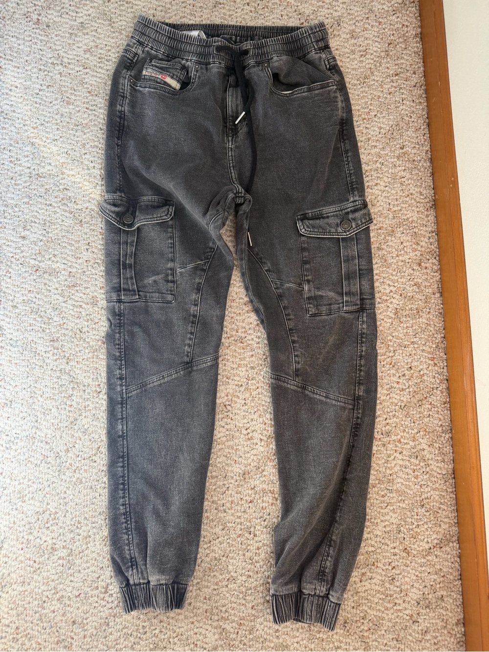 Diesel Black Washed Skinny Cargo Joggers